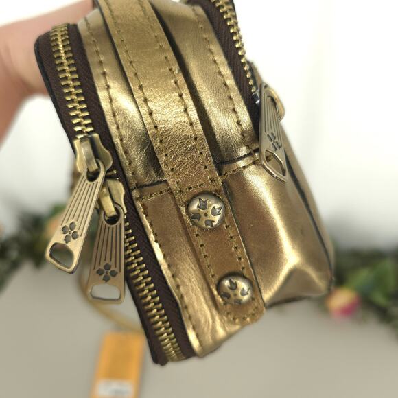 Patricia Nash Alessa Leather Crossbody Bag Antique Gold NWT - Picture 9 of 16